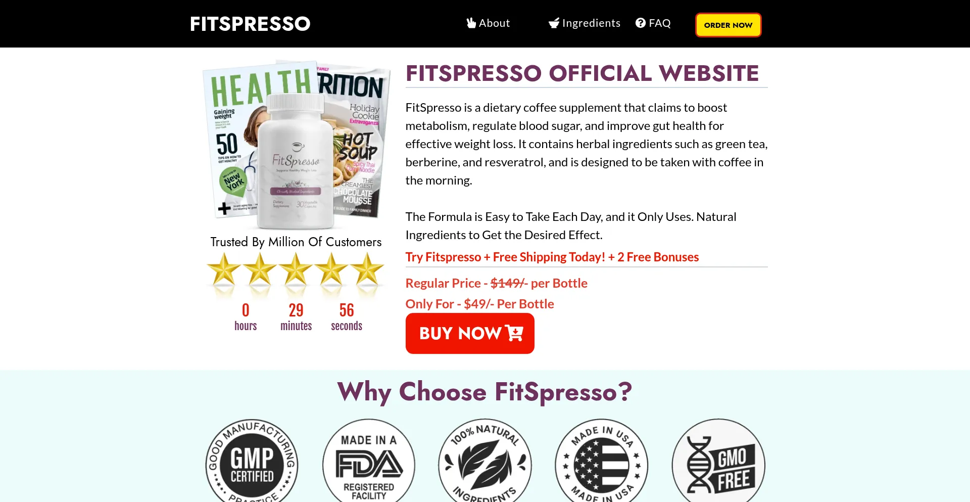 Website screenshot of Us-us--fitspresso.com