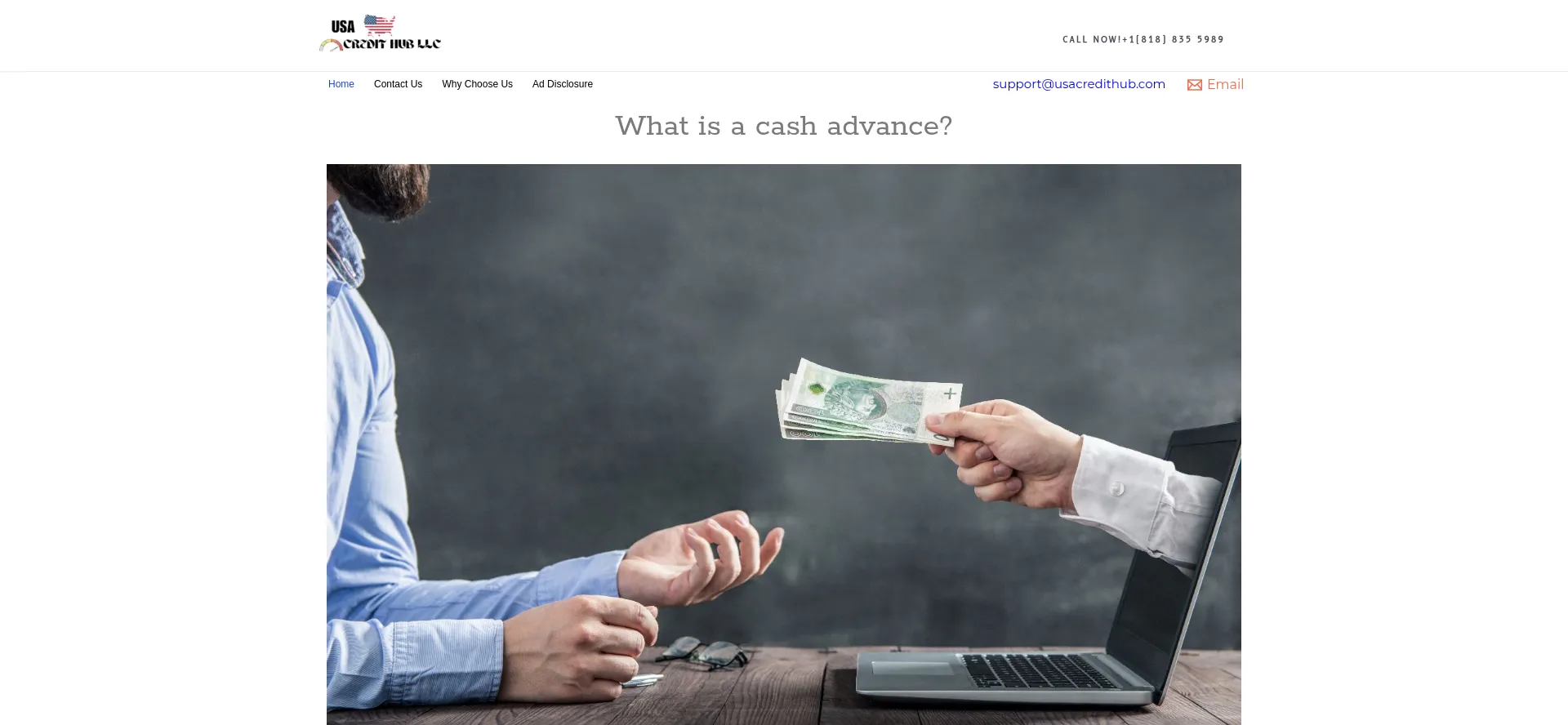 Website screenshot of Usacredithub.com