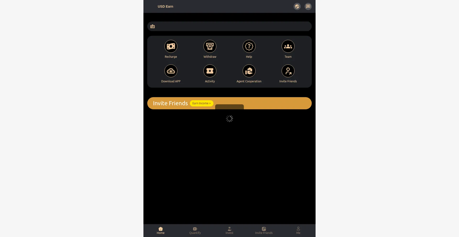Website screenshot of Usdearning.com