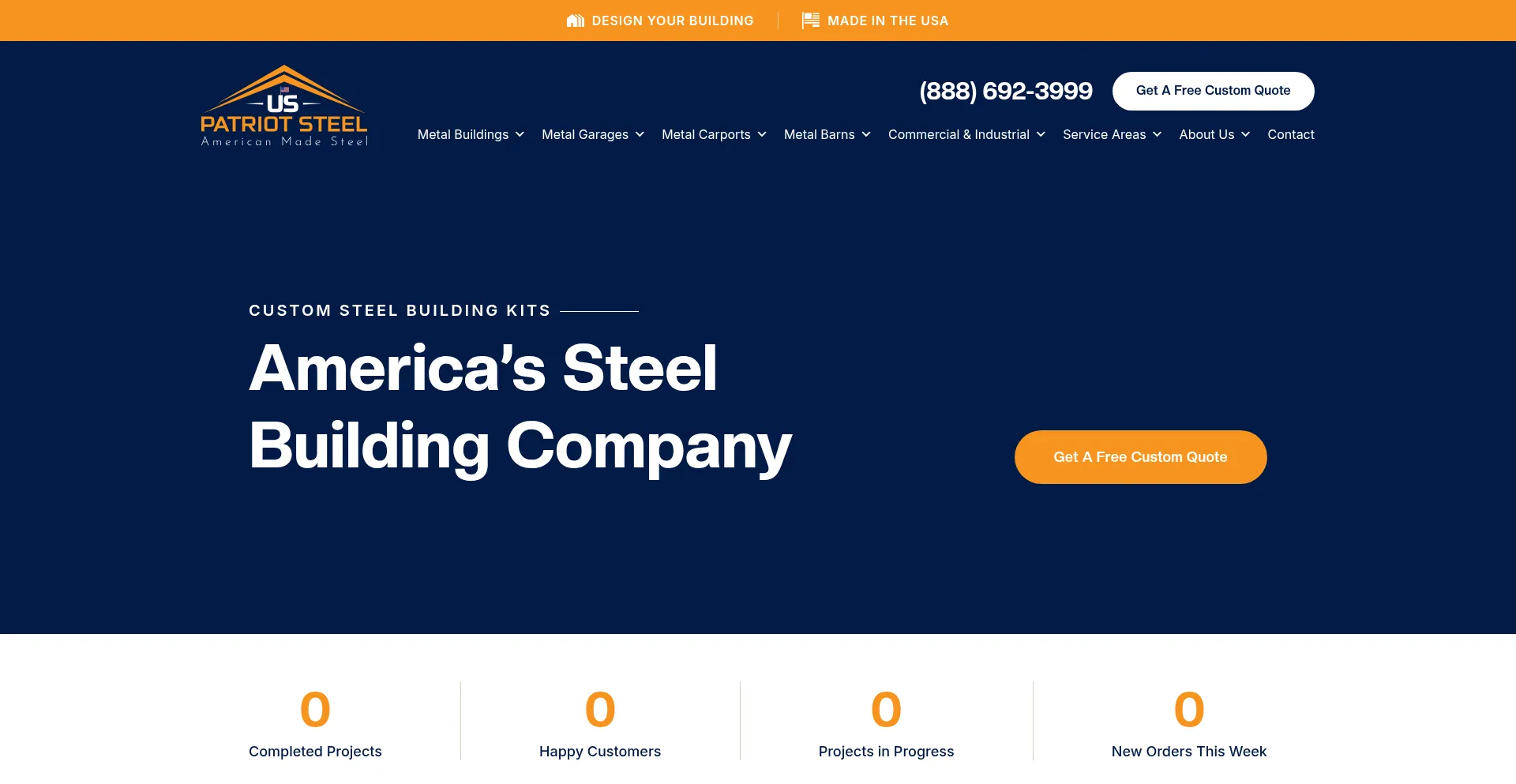 Website screenshot of Uspatriotsteel.com