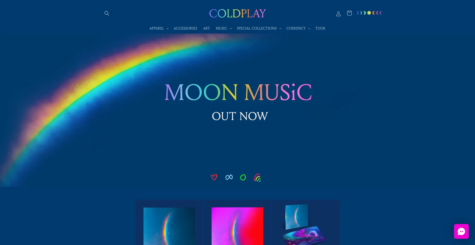 Website screenshot of Usstore.coldplay.com