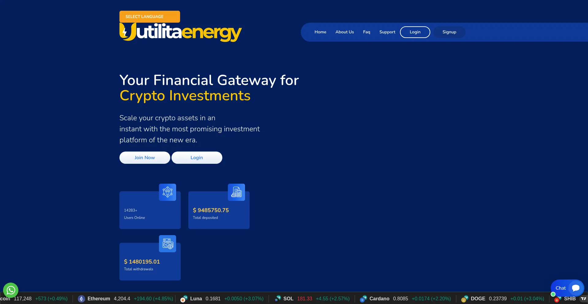 Website screenshot of Utilitaenergy.trade