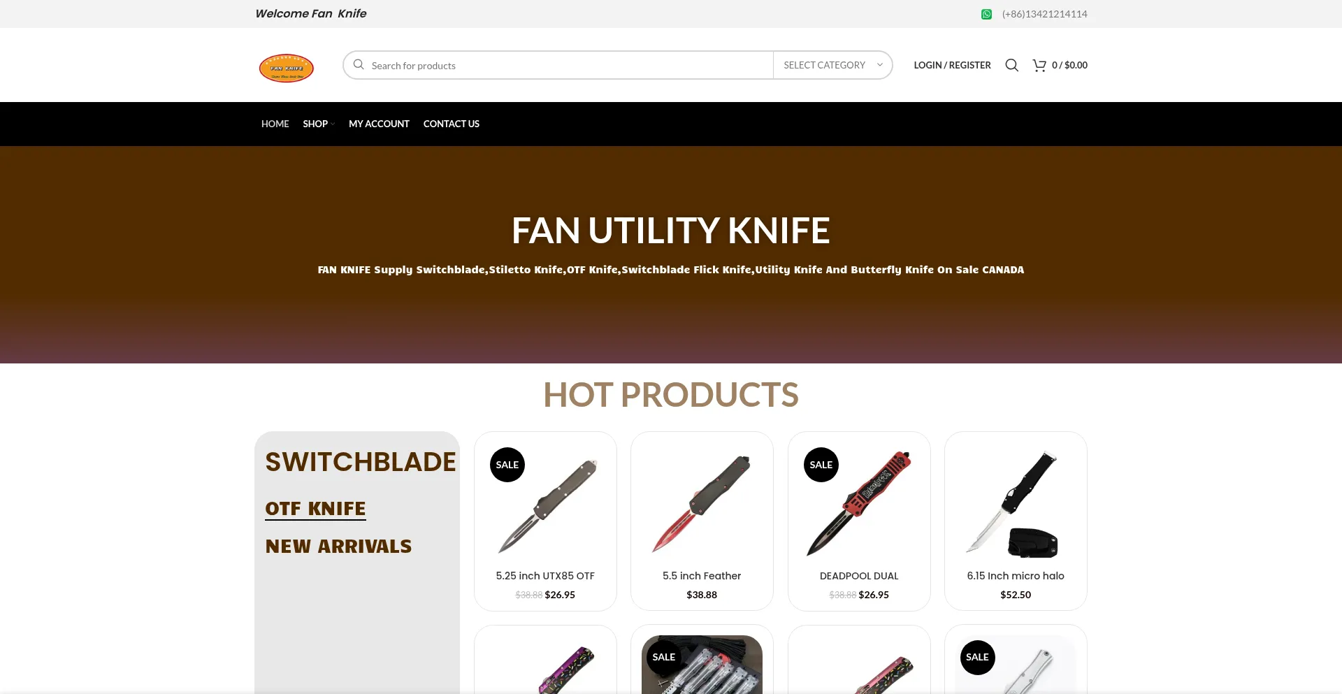 Website screenshot of Utilityknife.ca