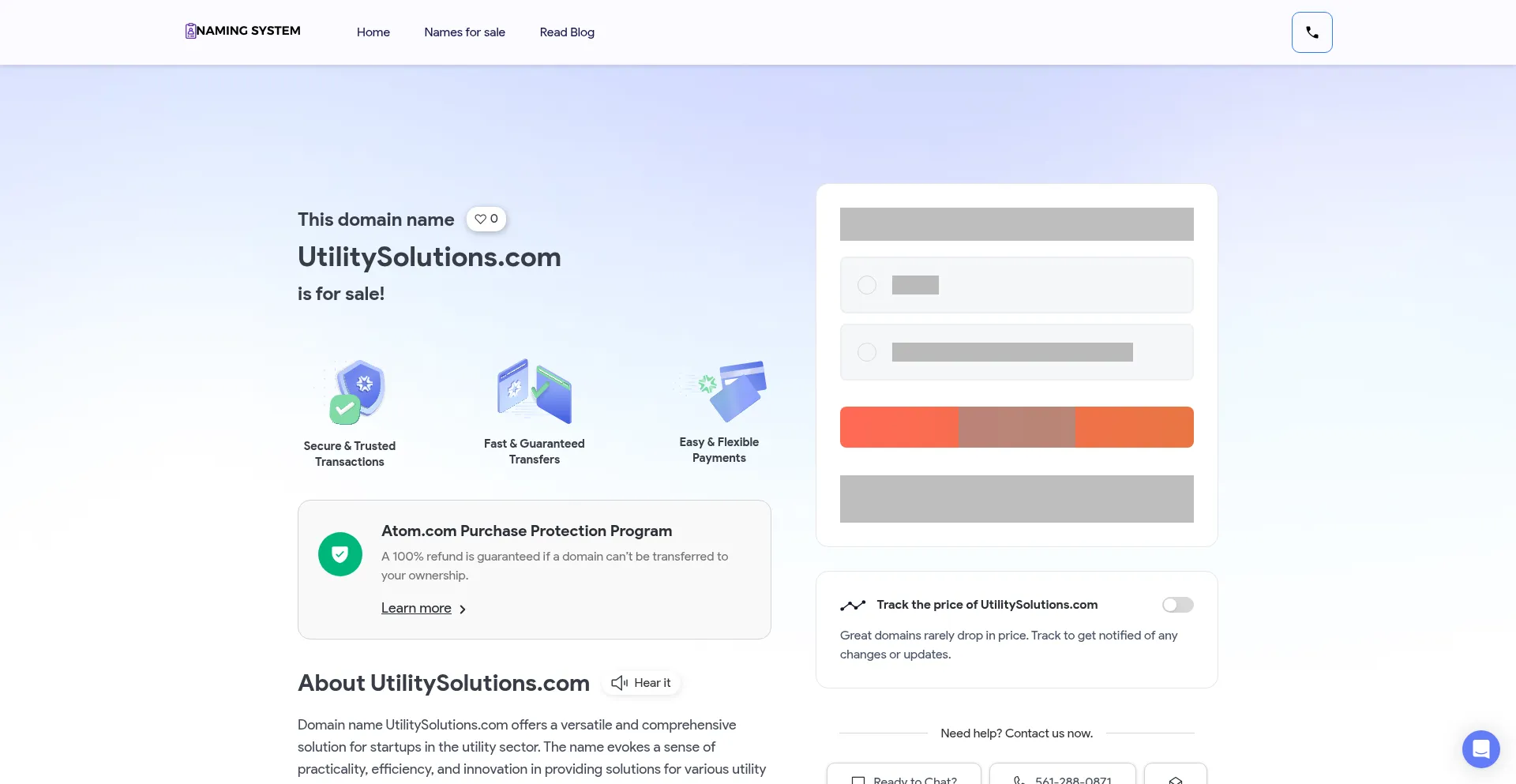 Website screenshot of Utilitysolutions.com