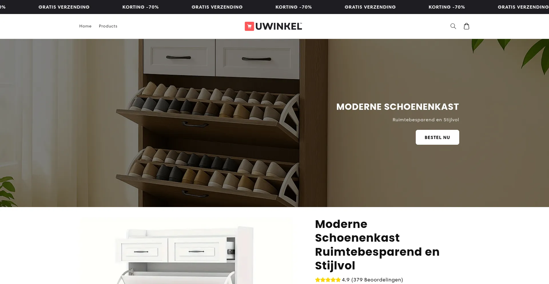 Website screenshot of Uwinkel.shop
