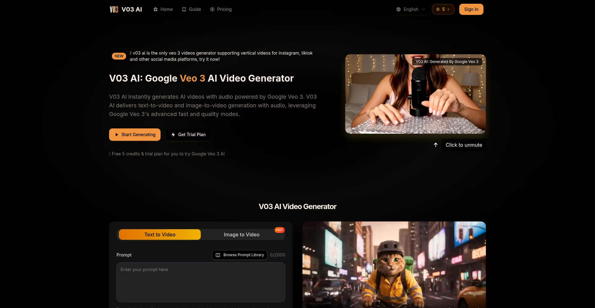 Website screenshot of V03ai.com