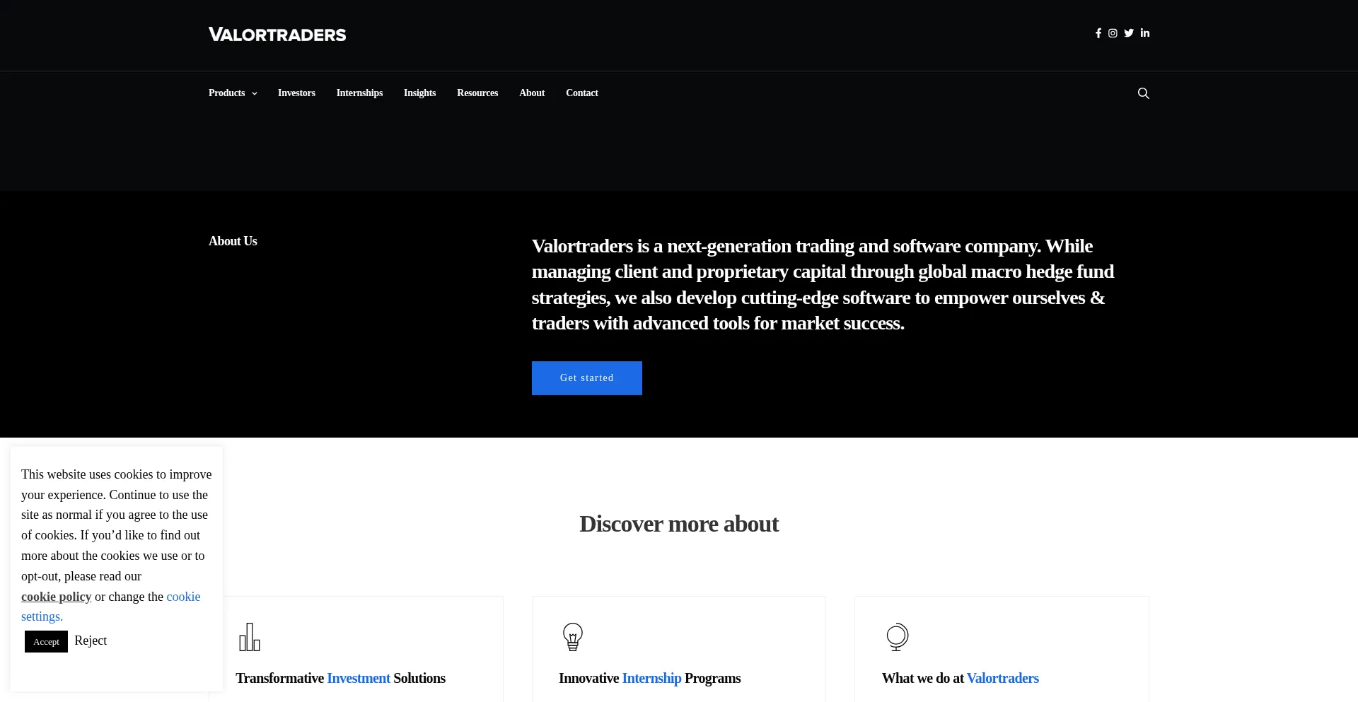 Website screenshot of Valortraders.com