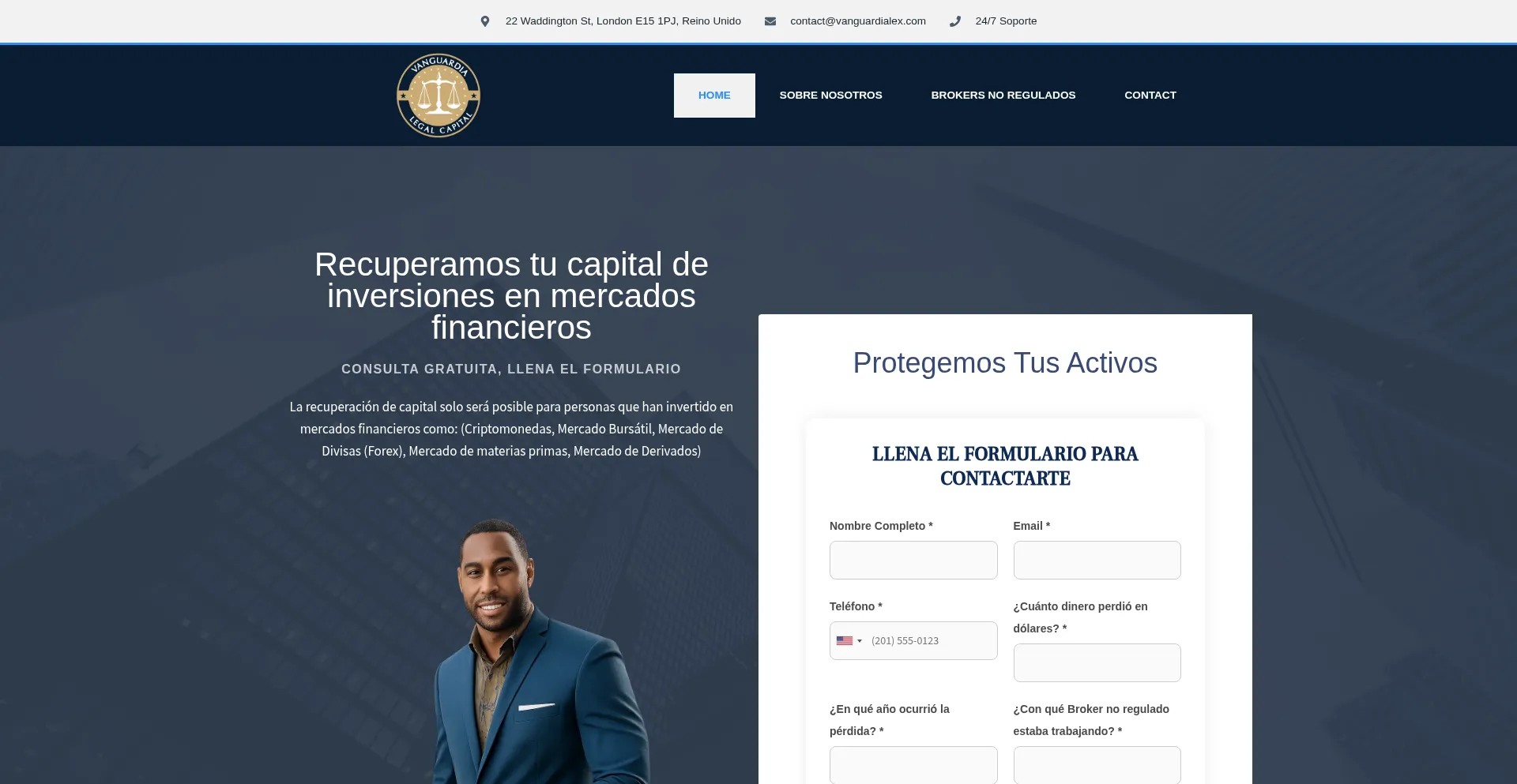 Website screenshot of Vanguardialex.com