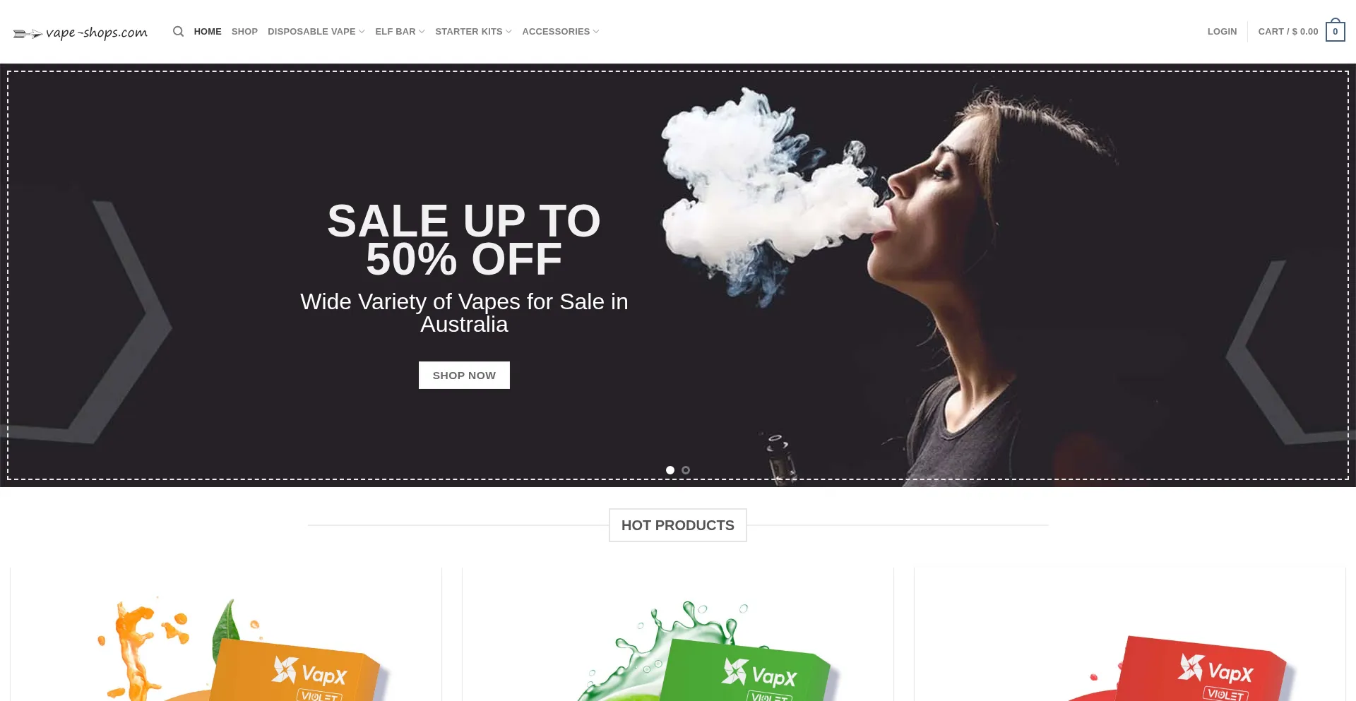 Website screenshot of Vape-shops.com