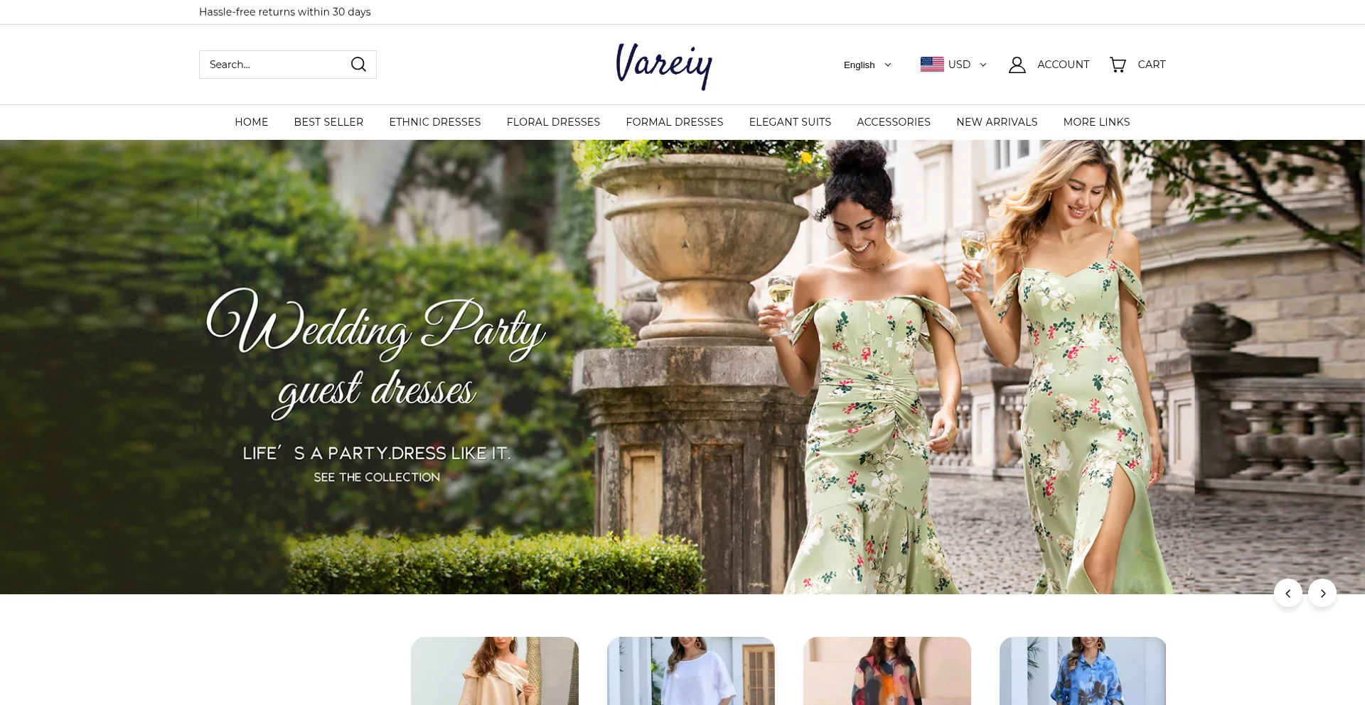 Website screenshot of Vareiy.com