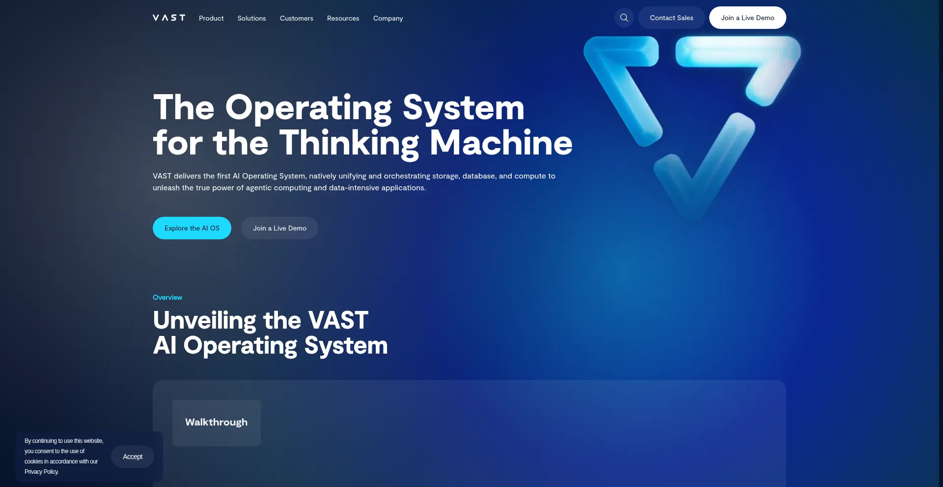 Website screenshot of Vastdata.com