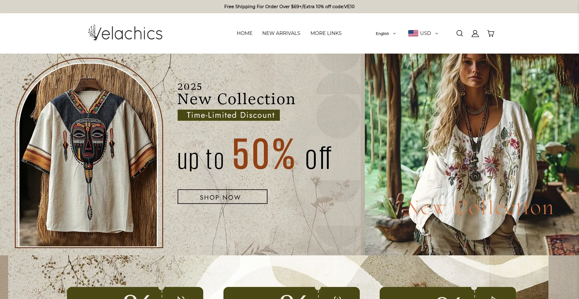 Website screenshot of Velachics.com