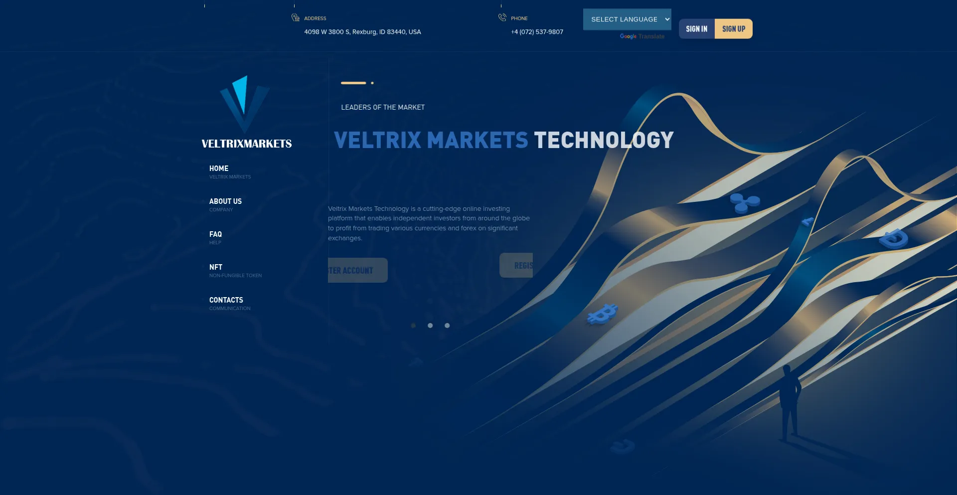 Website screenshot of Veltrixsmark.com
