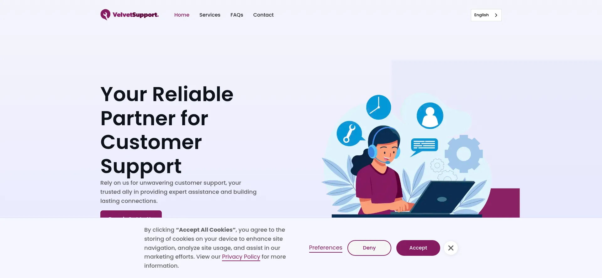 Website screenshot of Velvetsupport.com