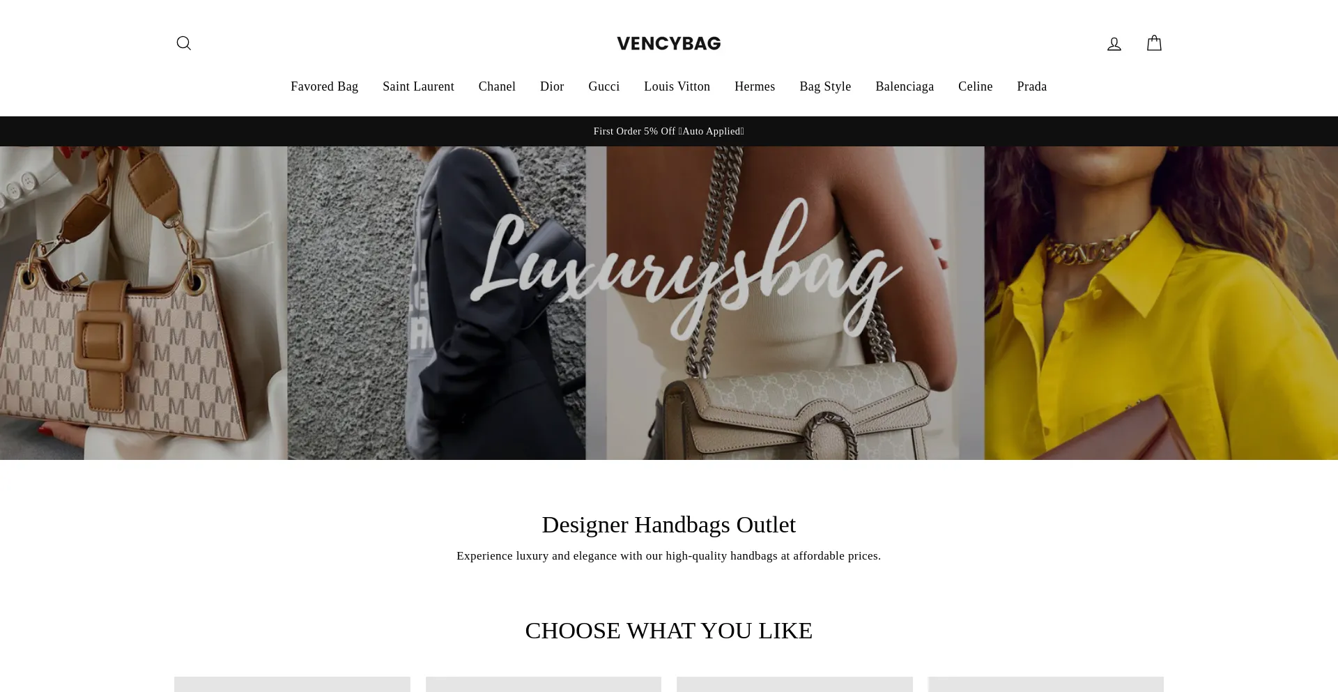 Website screenshot of Vencybag.com