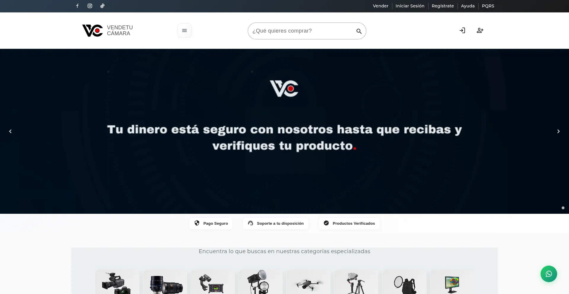 Website screenshot of Vendetucamara.co