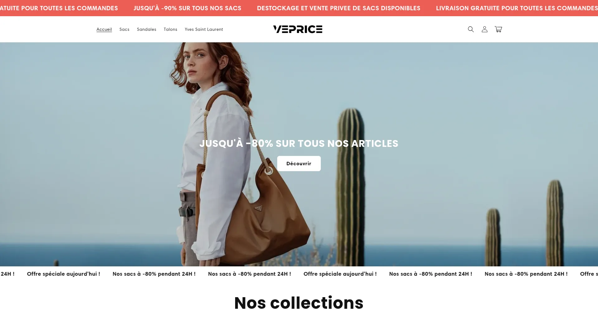 Website screenshot of Vepricefrance.myshopify.com