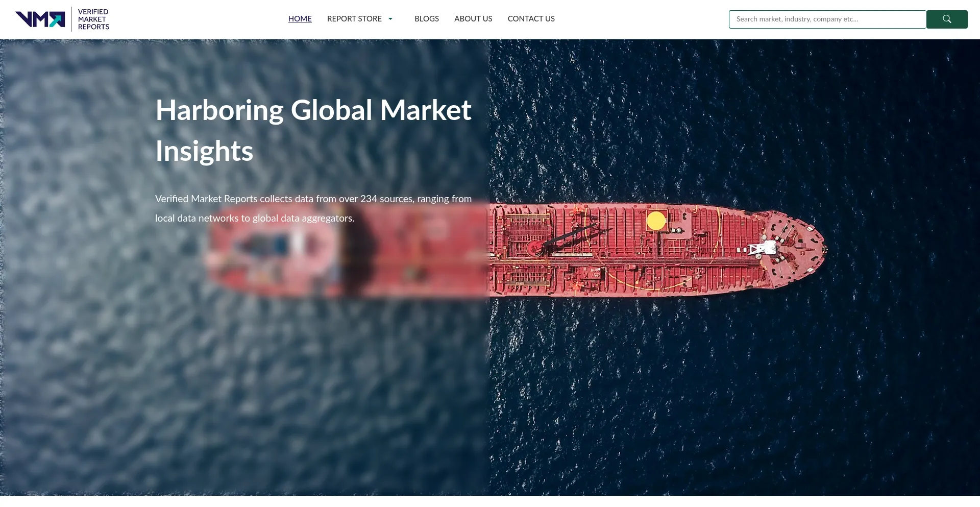 Website screenshot of Verifiedmarketreports.com