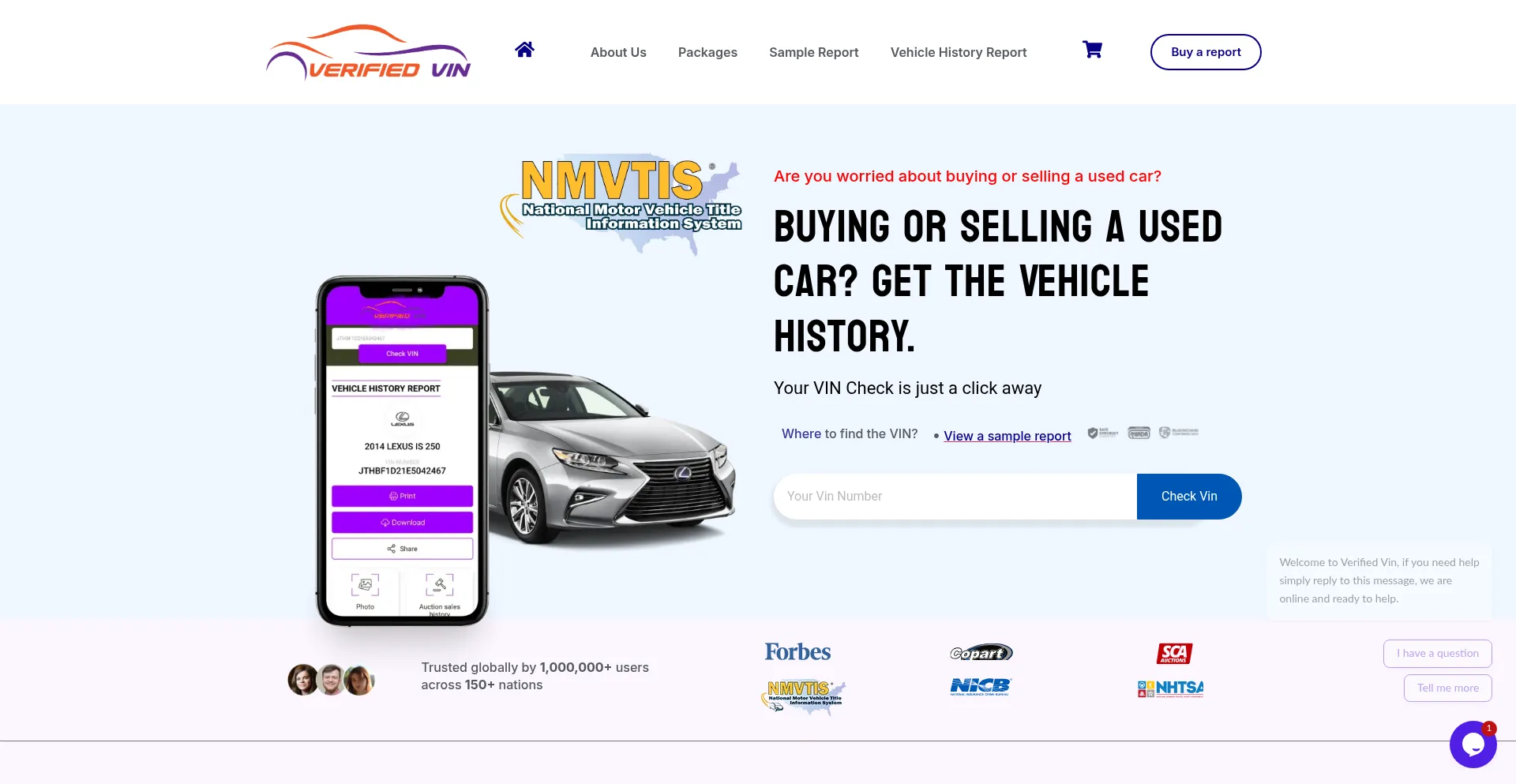 Website screenshot of Verifiedvin.com