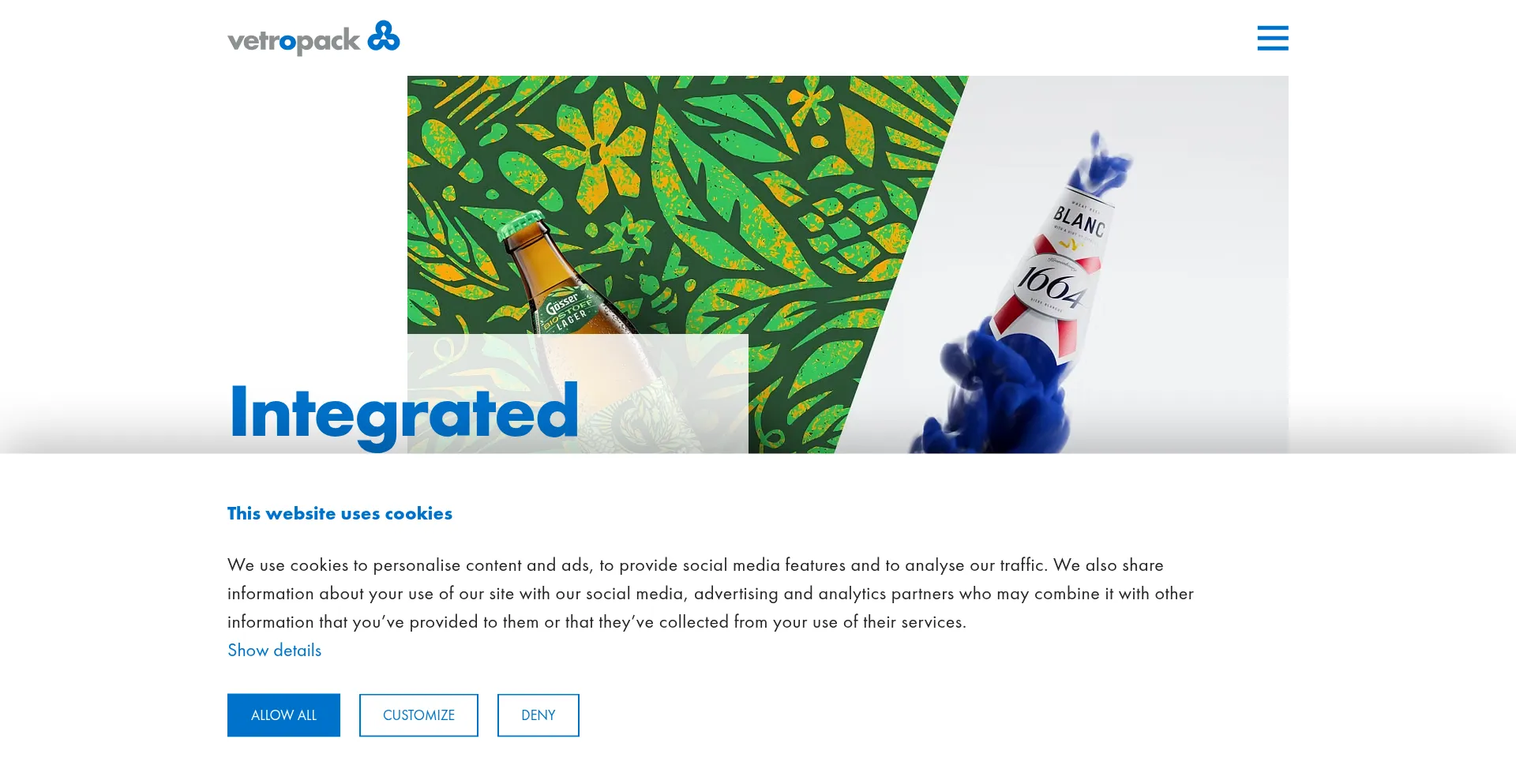 Website screenshot of Vetropack.com