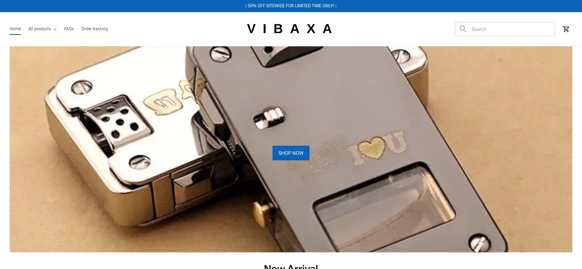 Website screenshot of Vibaxa.store