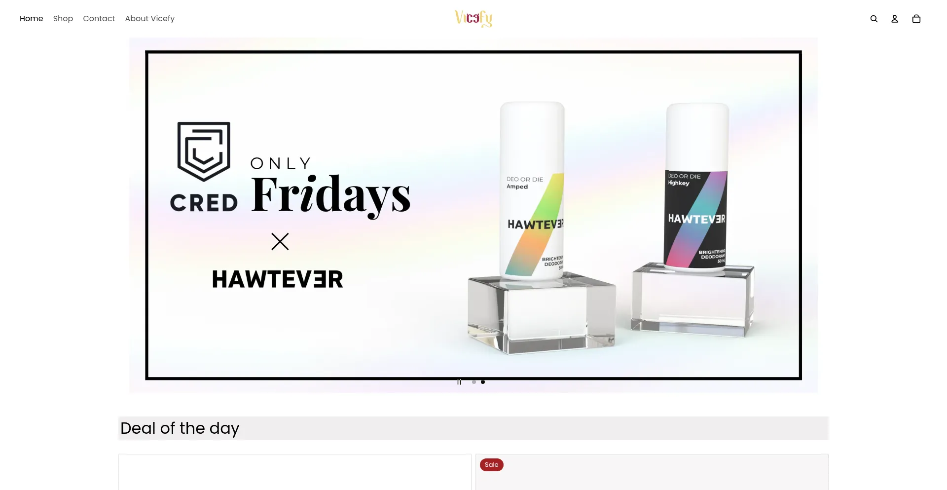 Website screenshot of Vicefy.store