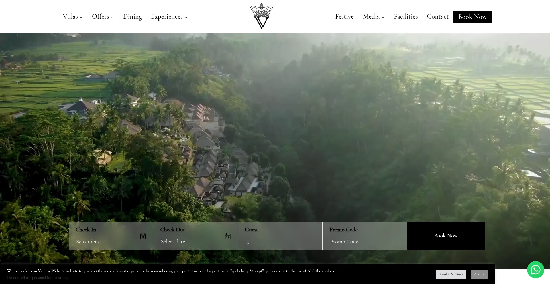 Website screenshot of Viceroybali.com