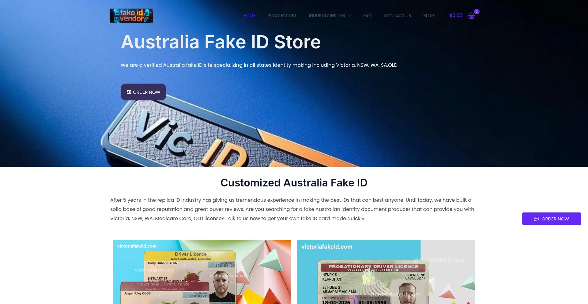 Website screenshot of Victoriafakeid.com
