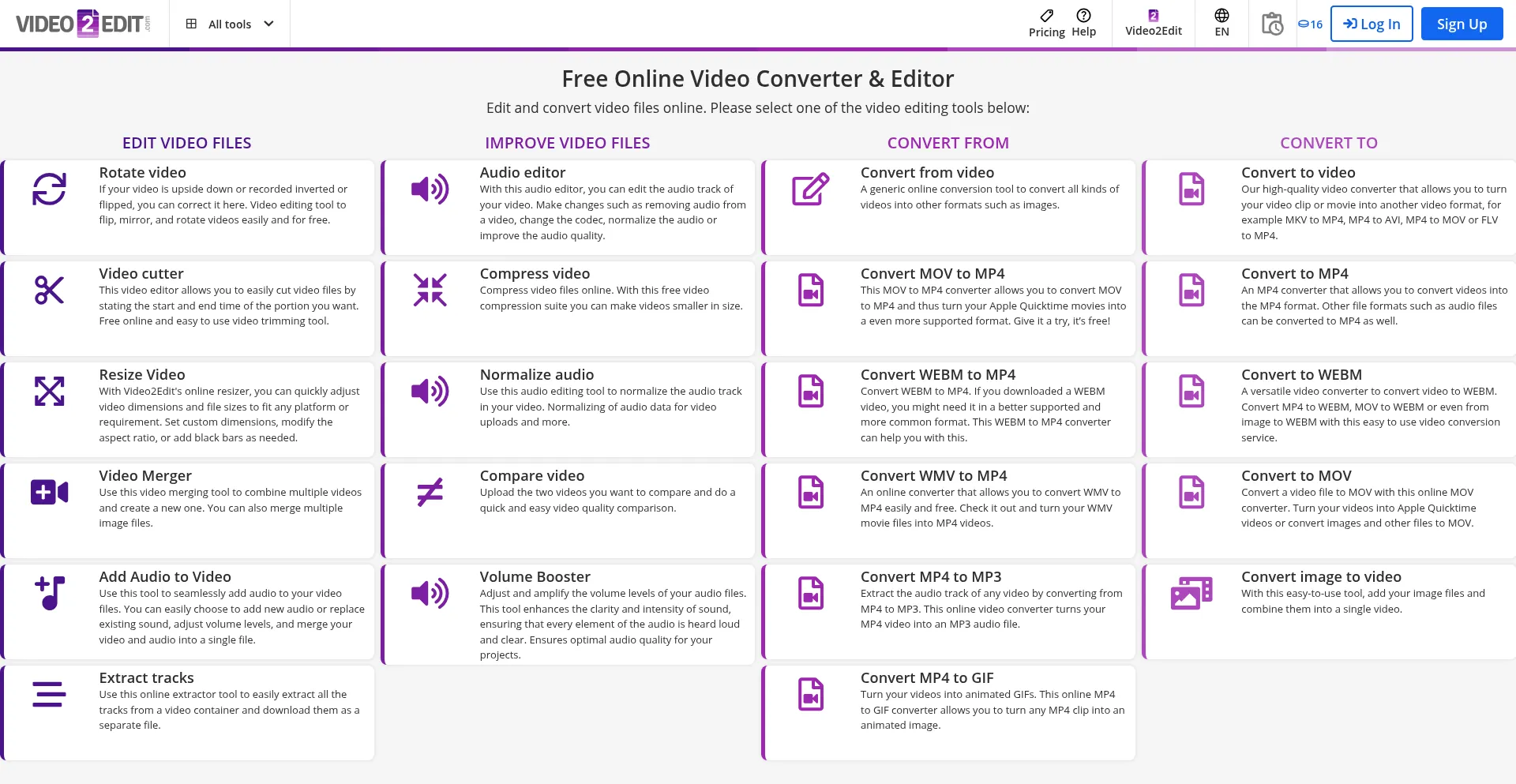 Video2edit.com Screenshot