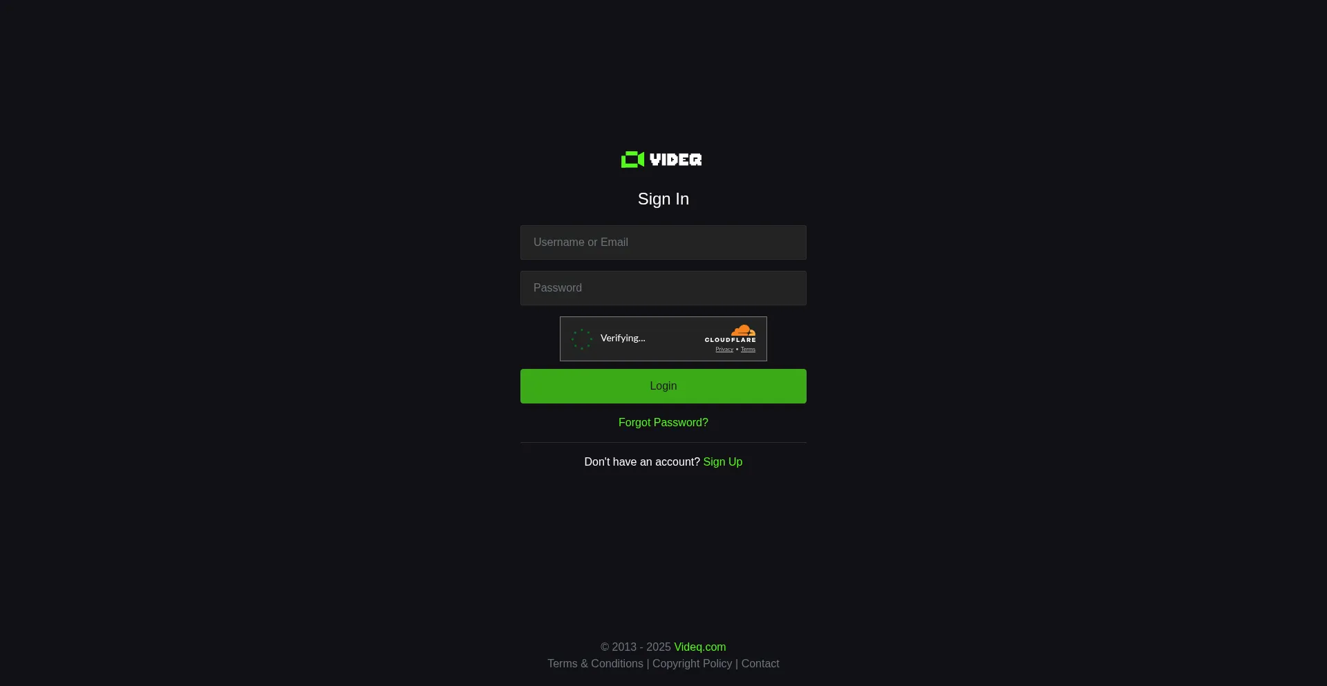 Website screenshot of Videq.boo