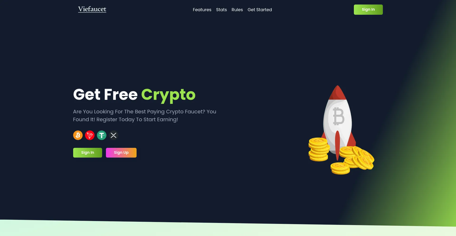 Website screenshot of Viefaucet.in