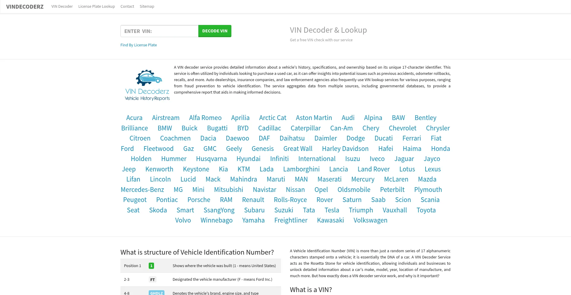 Website screenshot of Vindecoderz.com