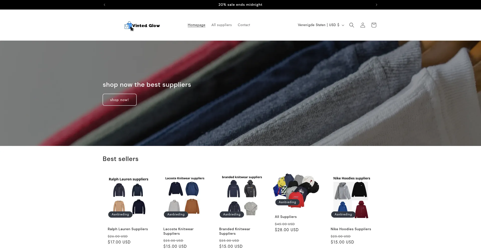 Website screenshot of Vintedglow.shop