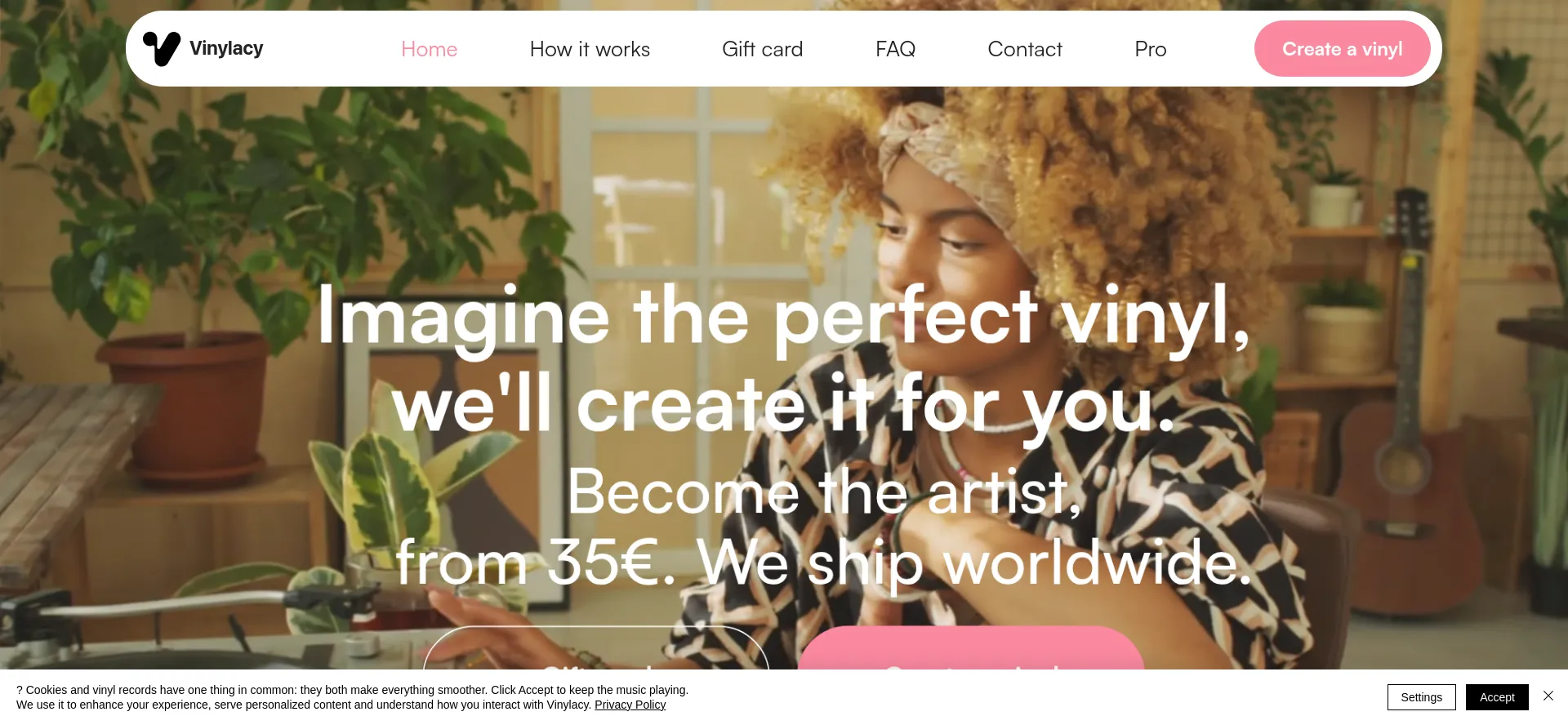 Website screenshot of Vinylacy.com