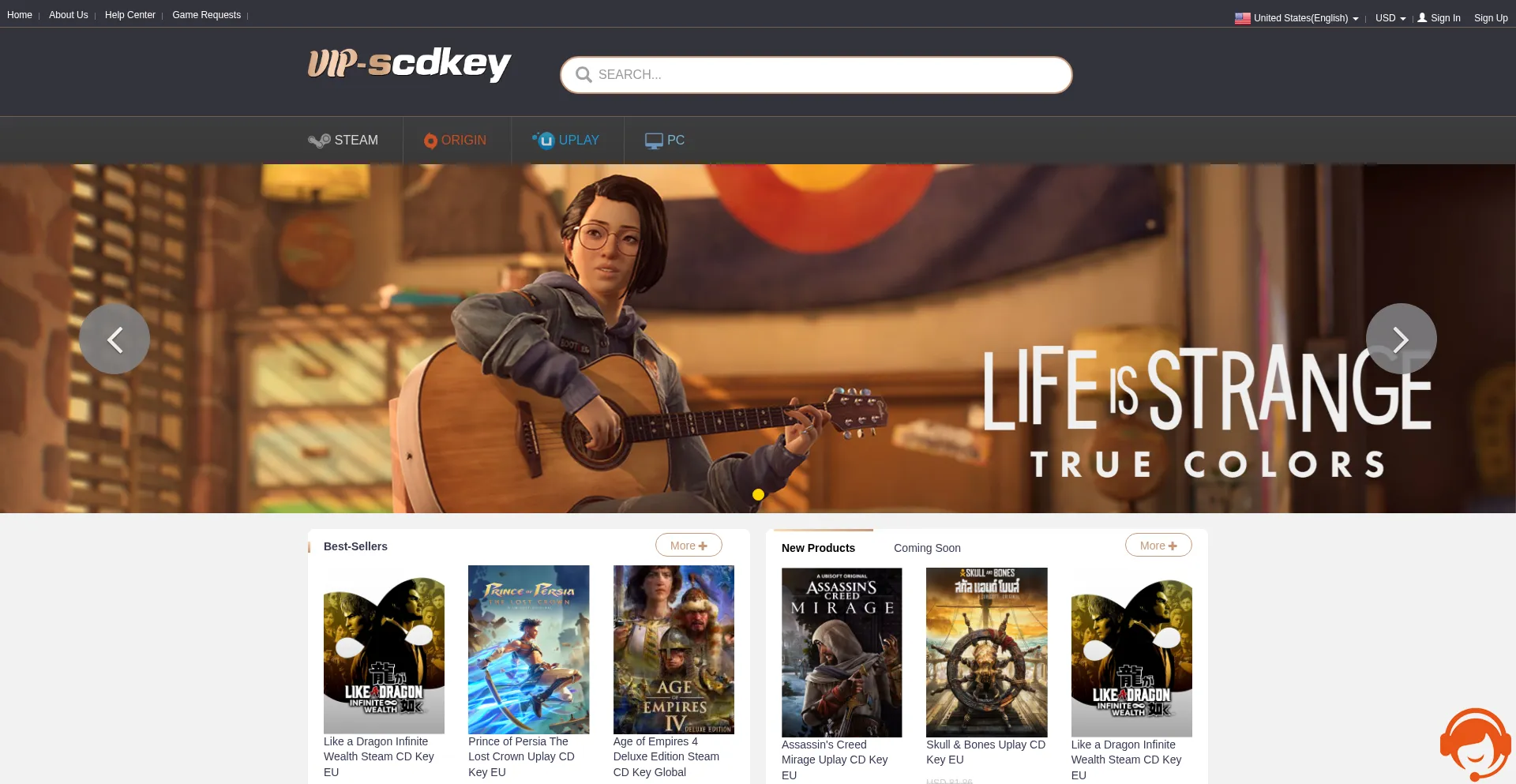 Website screenshot of Vip-scdkeyss.com