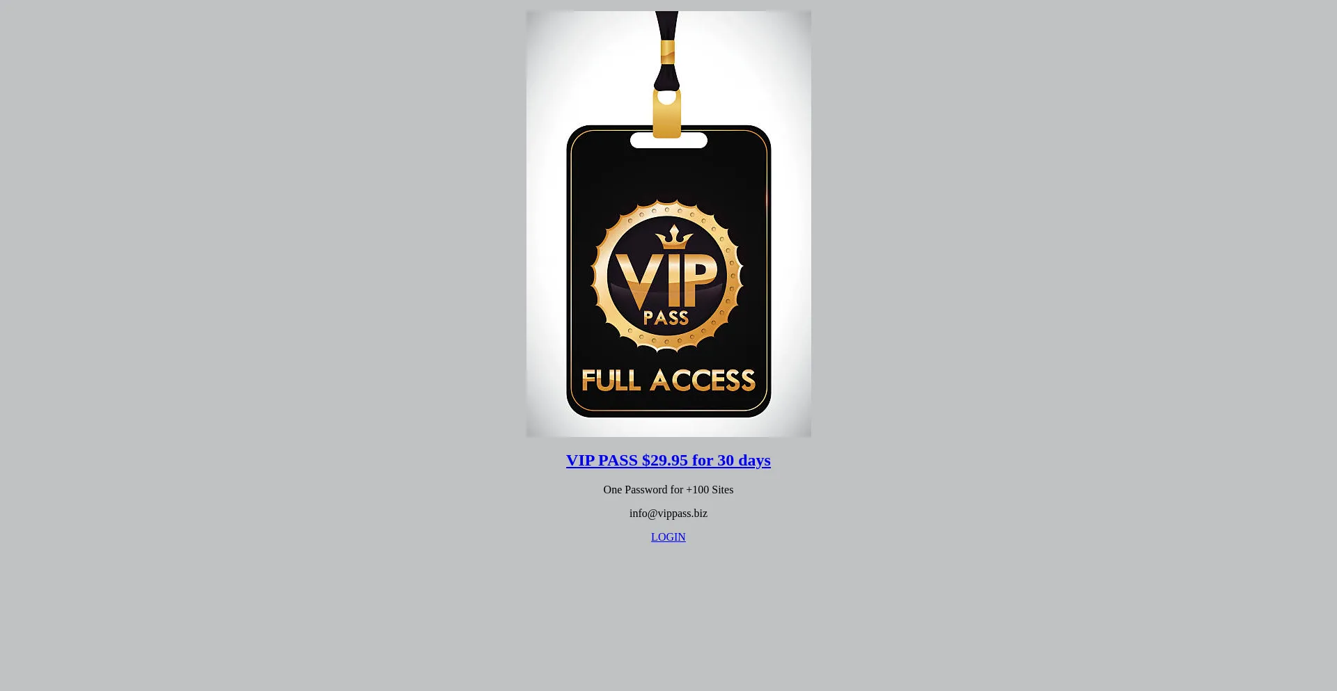 Website screenshot of Vippass.biz