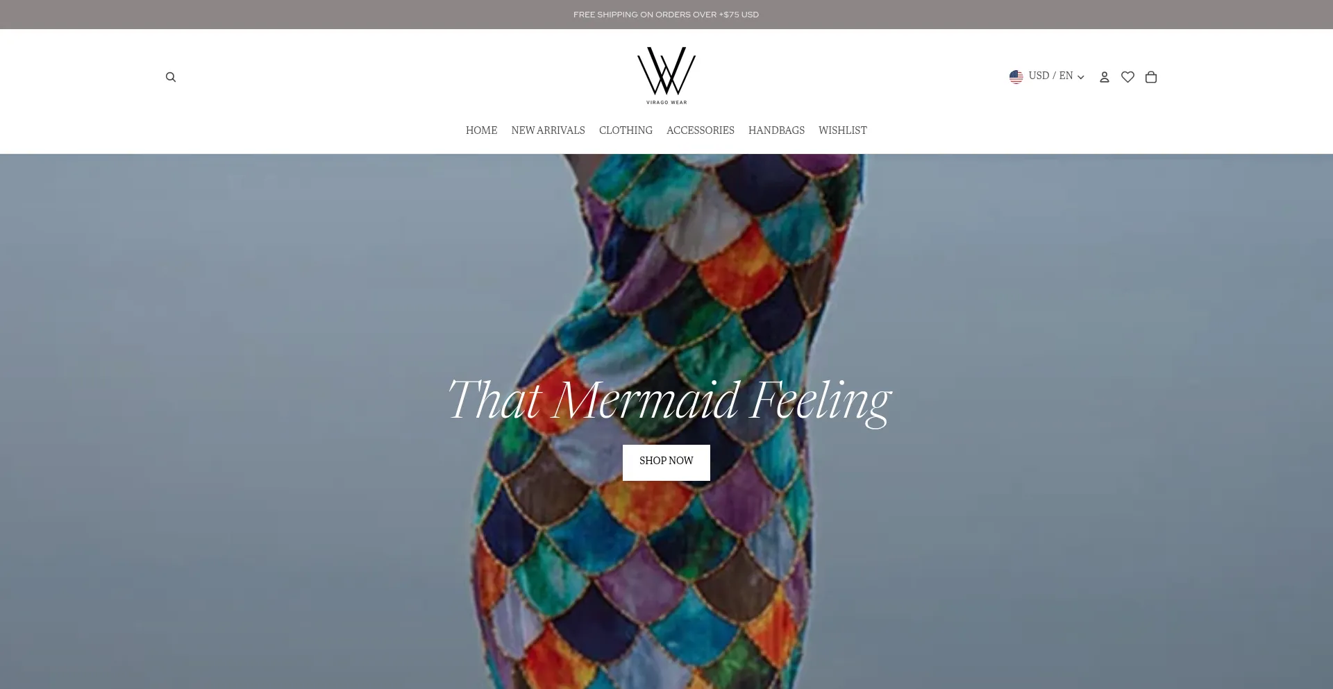 Website screenshot of Viragowear.com