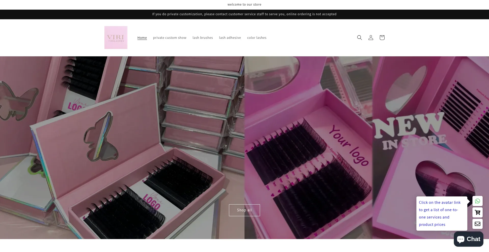 Website screenshot of Virilashes.com