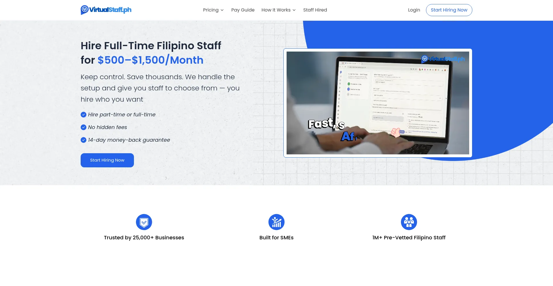 Website screenshot of Virtualstaff.ph