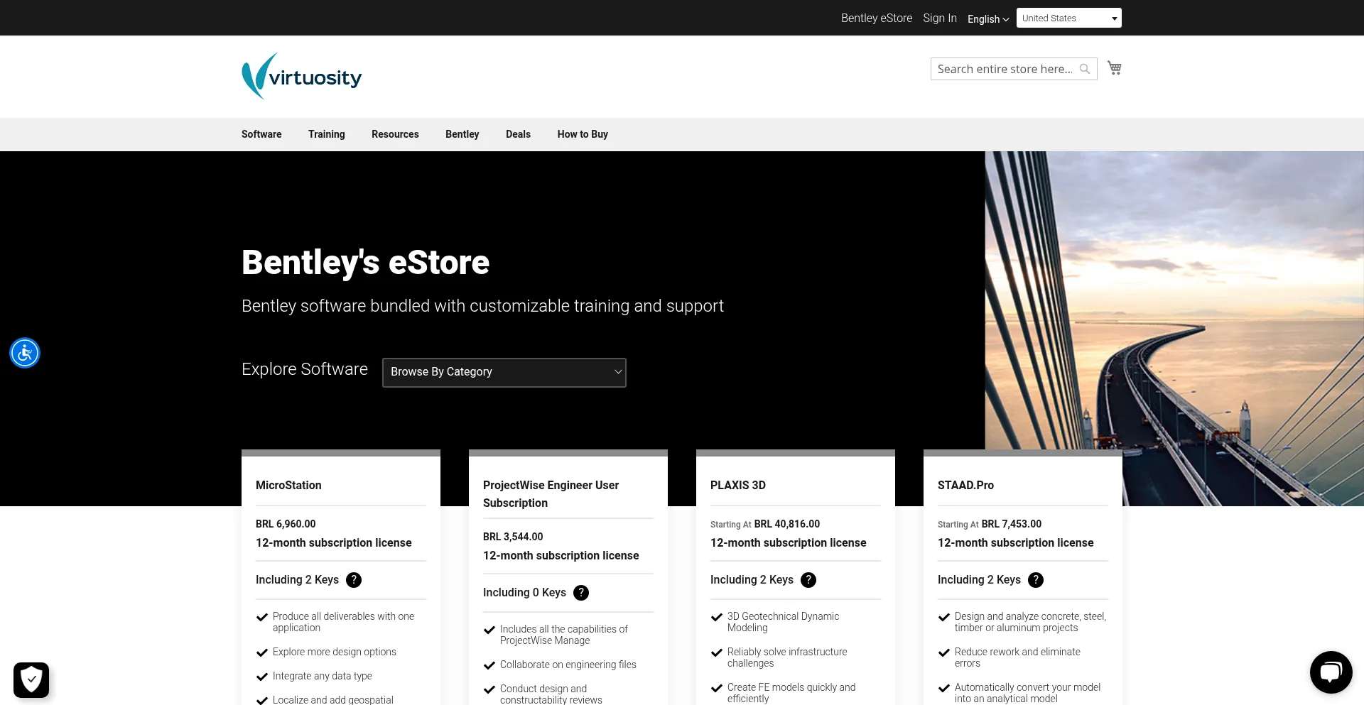Website screenshot of Virtuosity.com
