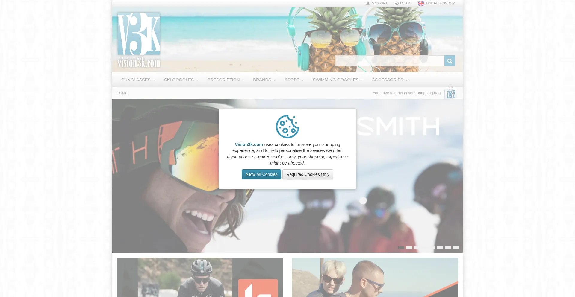 Website screenshot of Vision3k.com