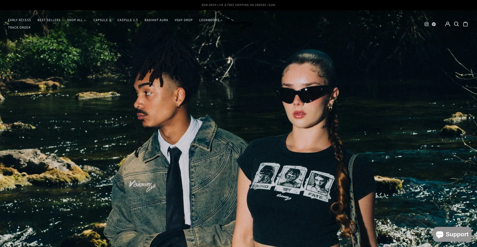 Website screenshot of Visionaryclubclothing.com