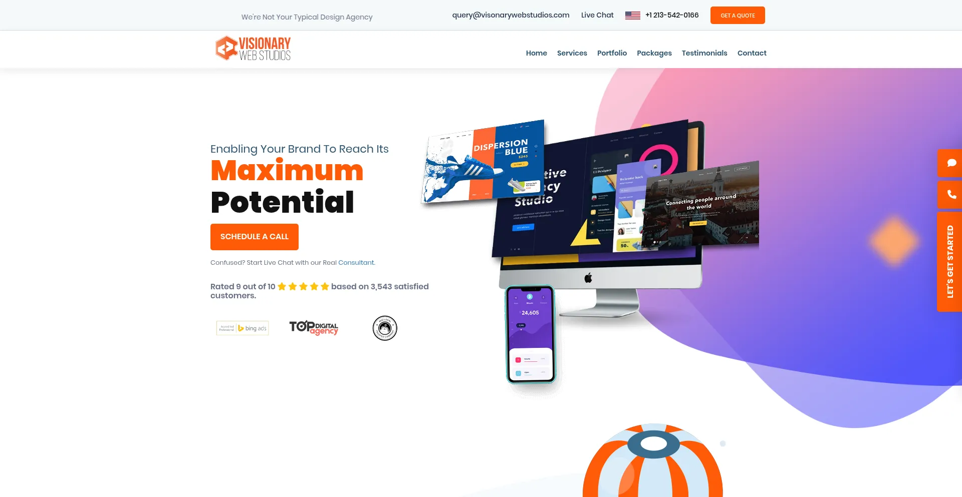 Website screenshot of Visionarywebstudios.com