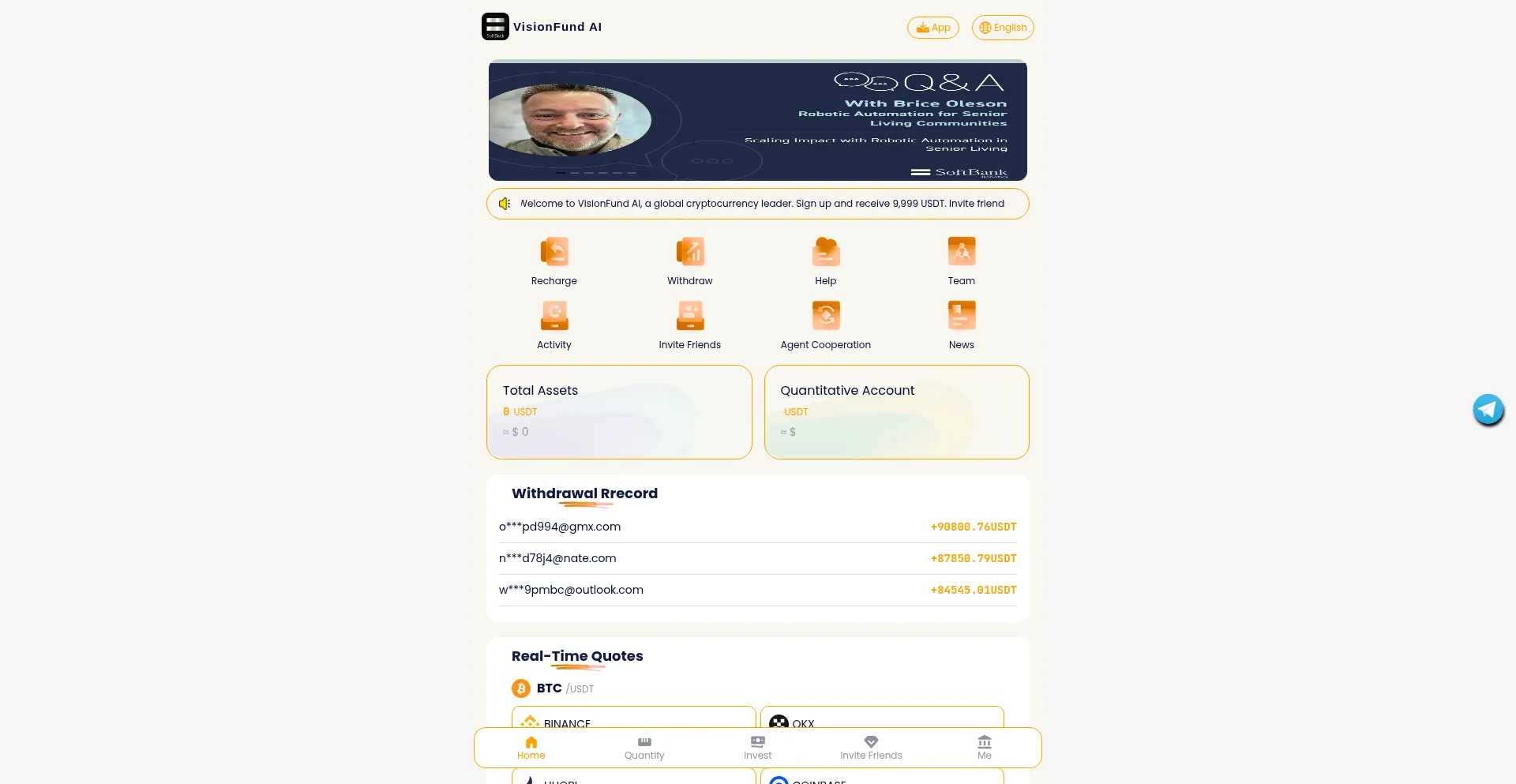 Website screenshot of Visionfundai.cc