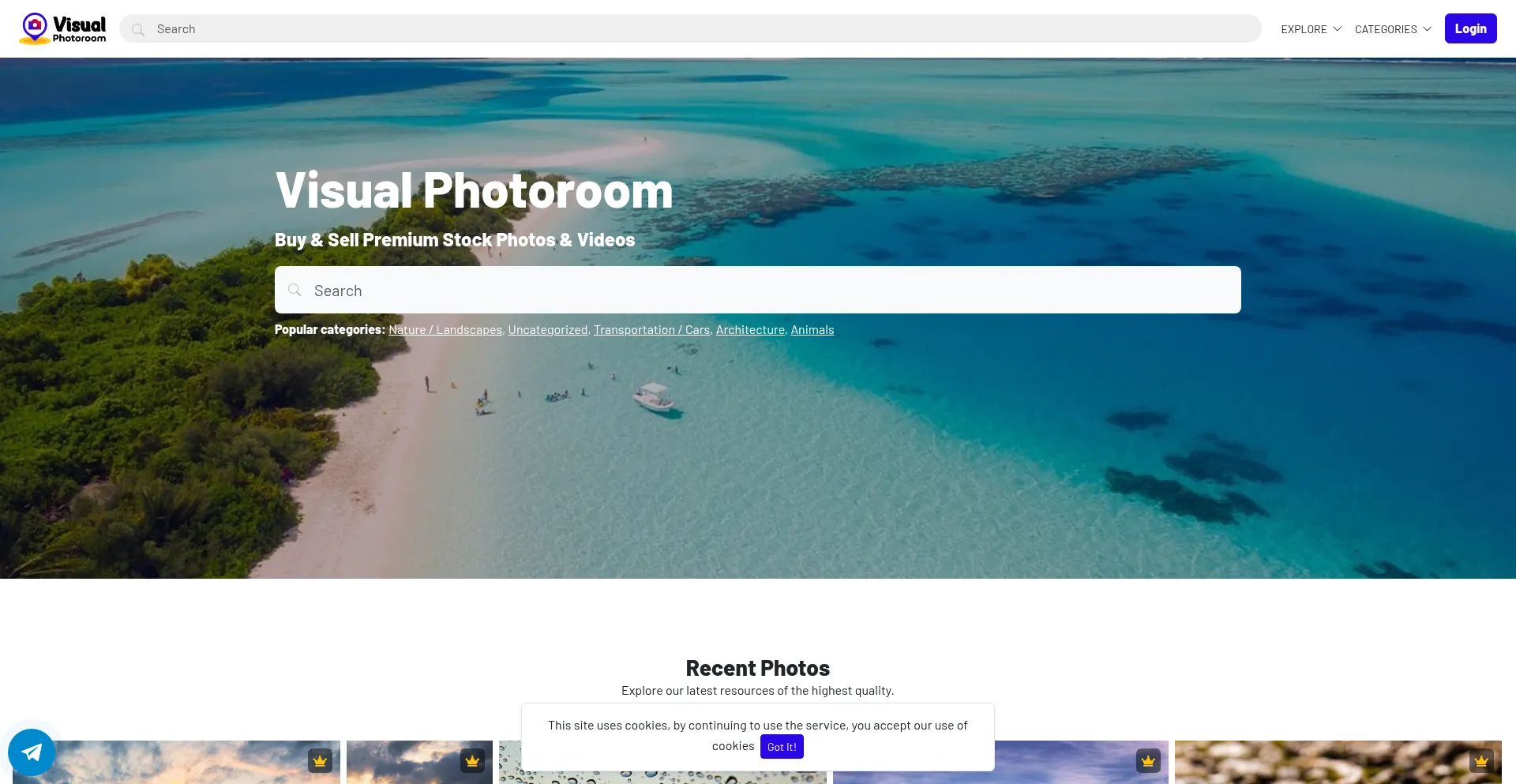 Website screenshot of Visualphotoroom.com