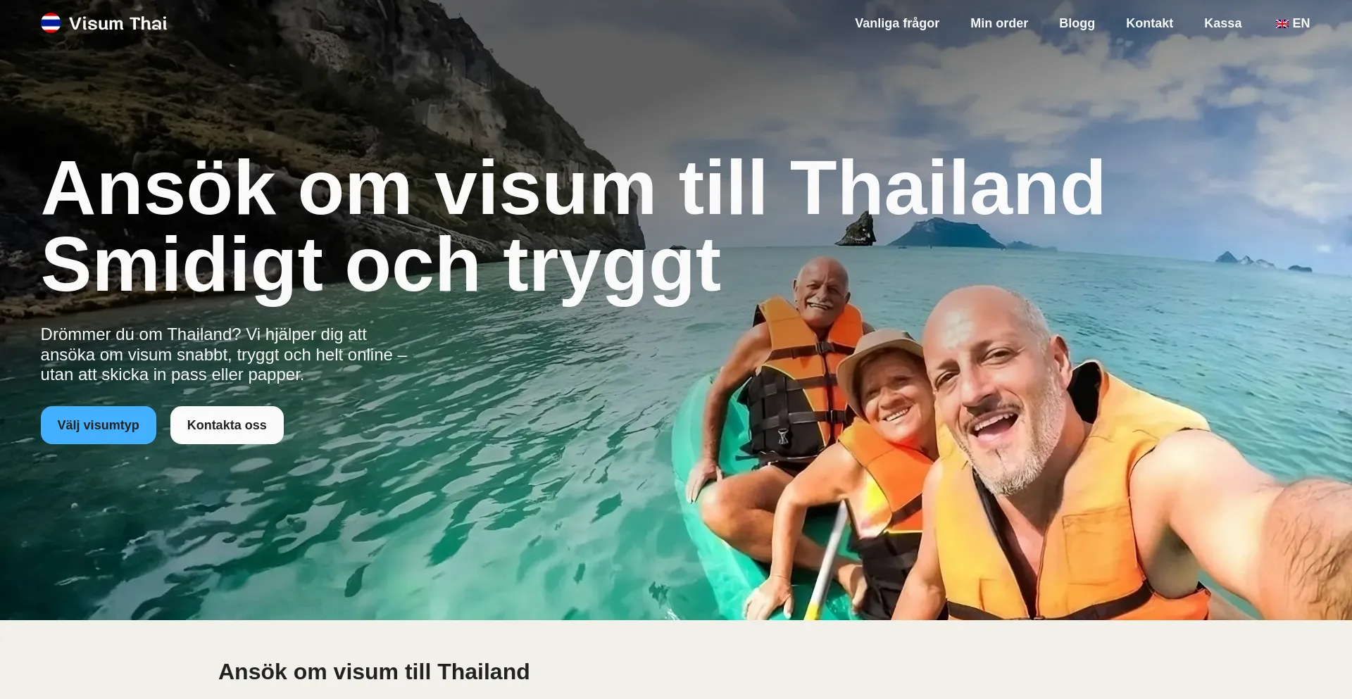 Website screenshot of Visumthai.se