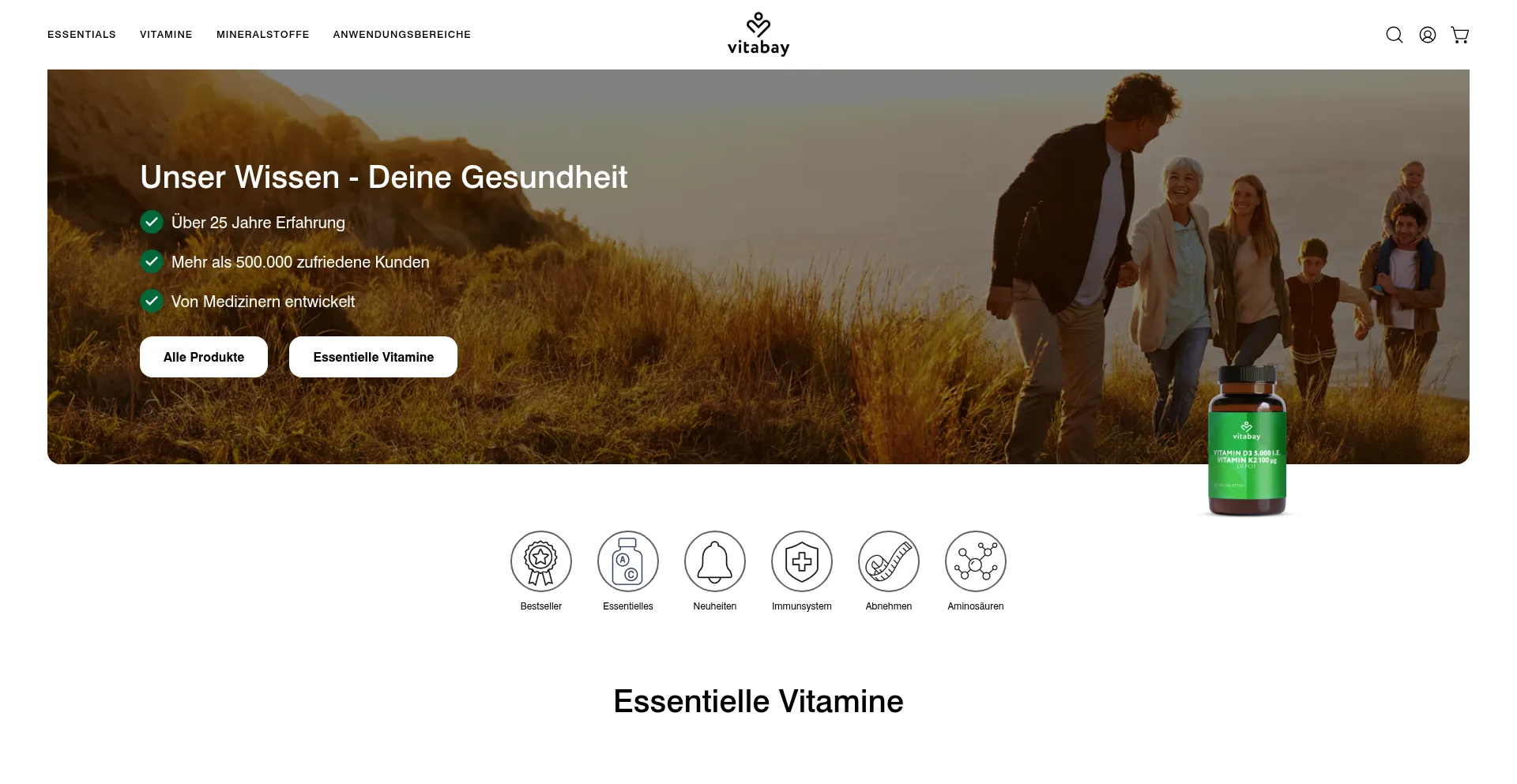 Website screenshot of Vitabay.net