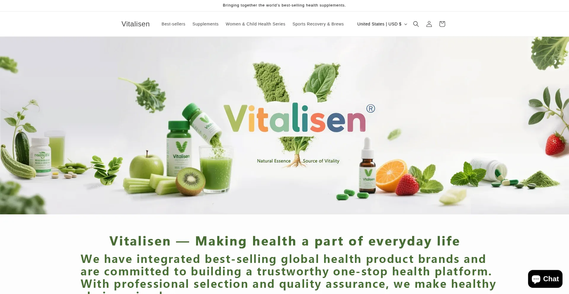 Website screenshot of Vitalisen.com