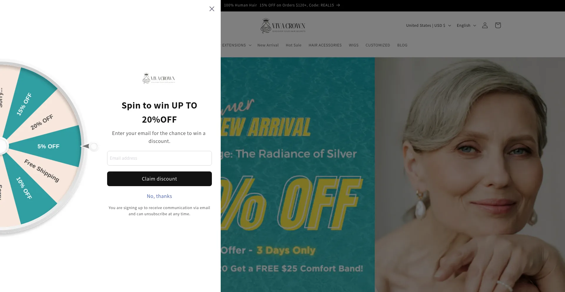 Website screenshot of Vivacrown.com