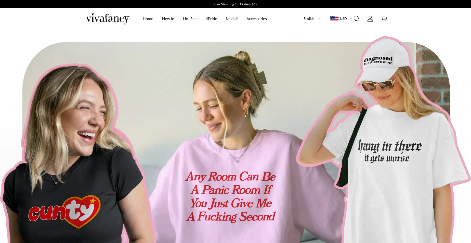 Website screenshot of Vivafancy.com